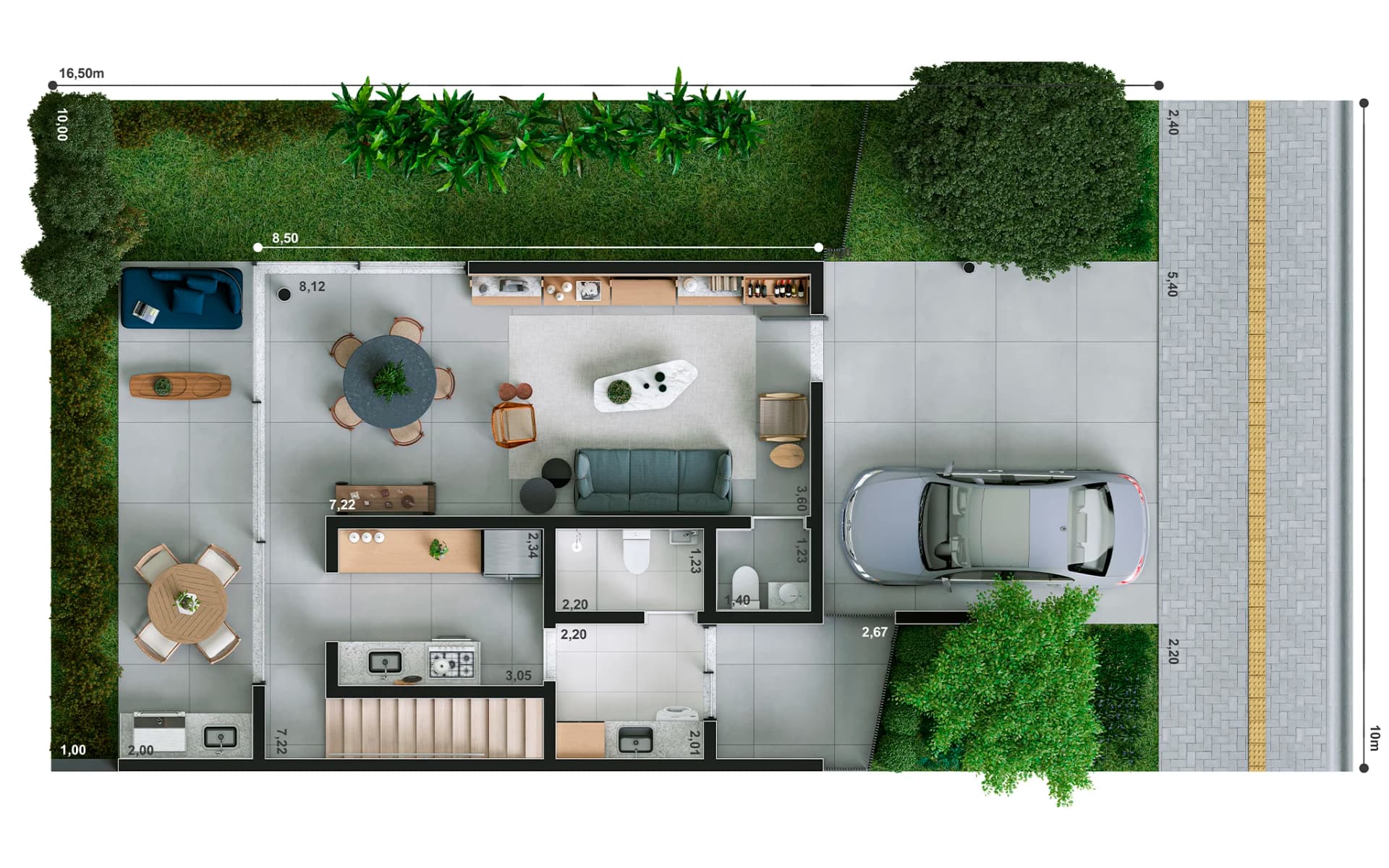 Térreo Cozinha Fechada | 170m² | 2 suítes