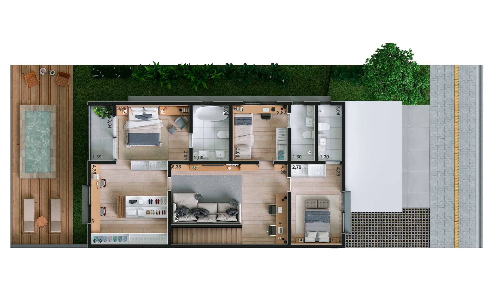 Piso Superior | 238m² | 3 suítes