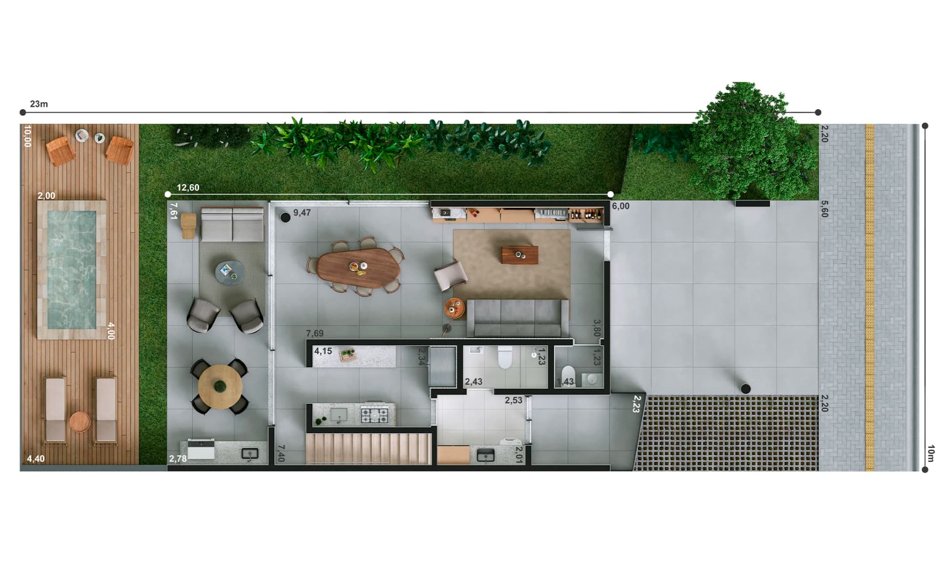 Térreo Cozinha Fechada | 238m² | 3 suítes