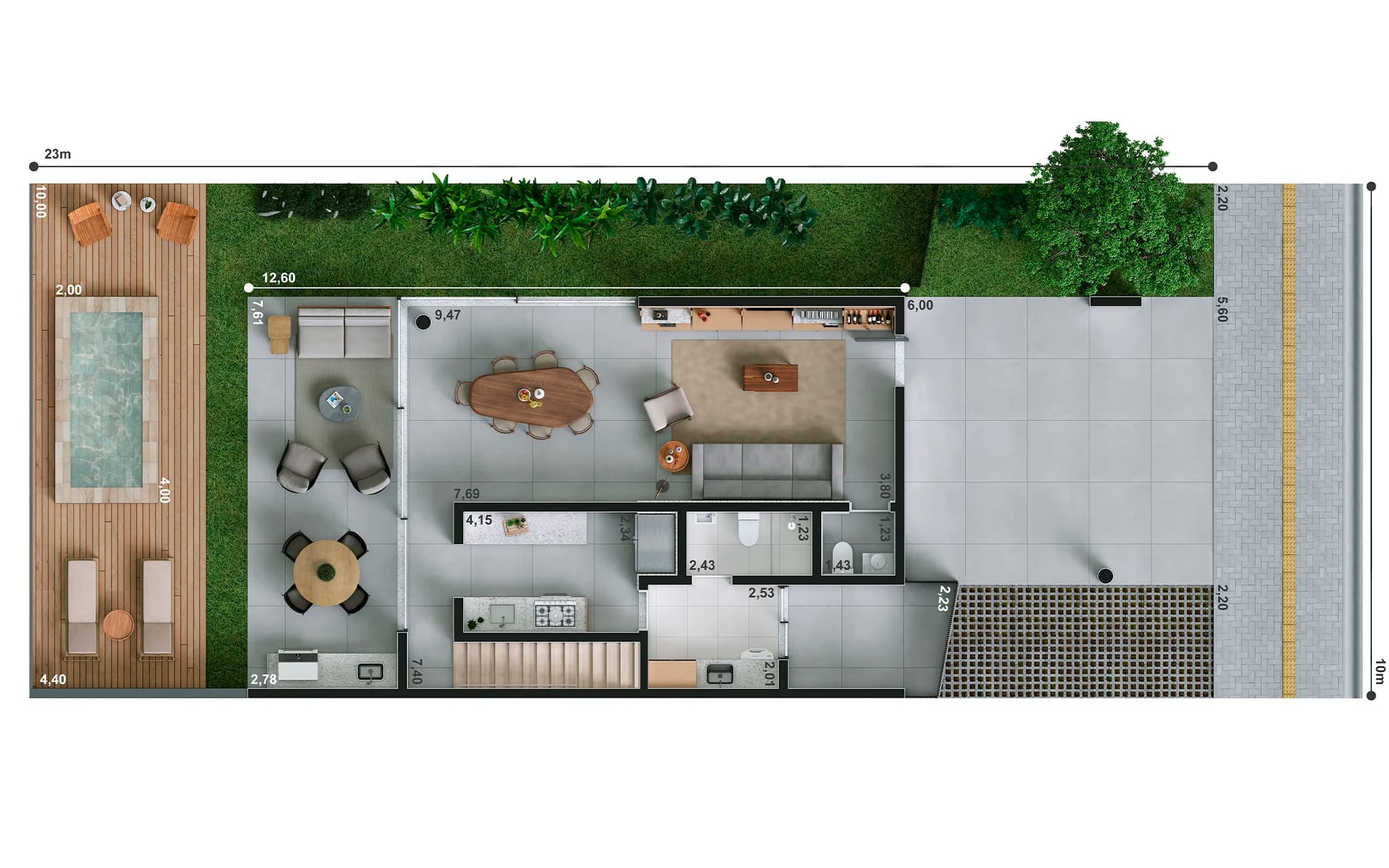 Térreo Cozinha Fechada | 238m² | 3 suítes