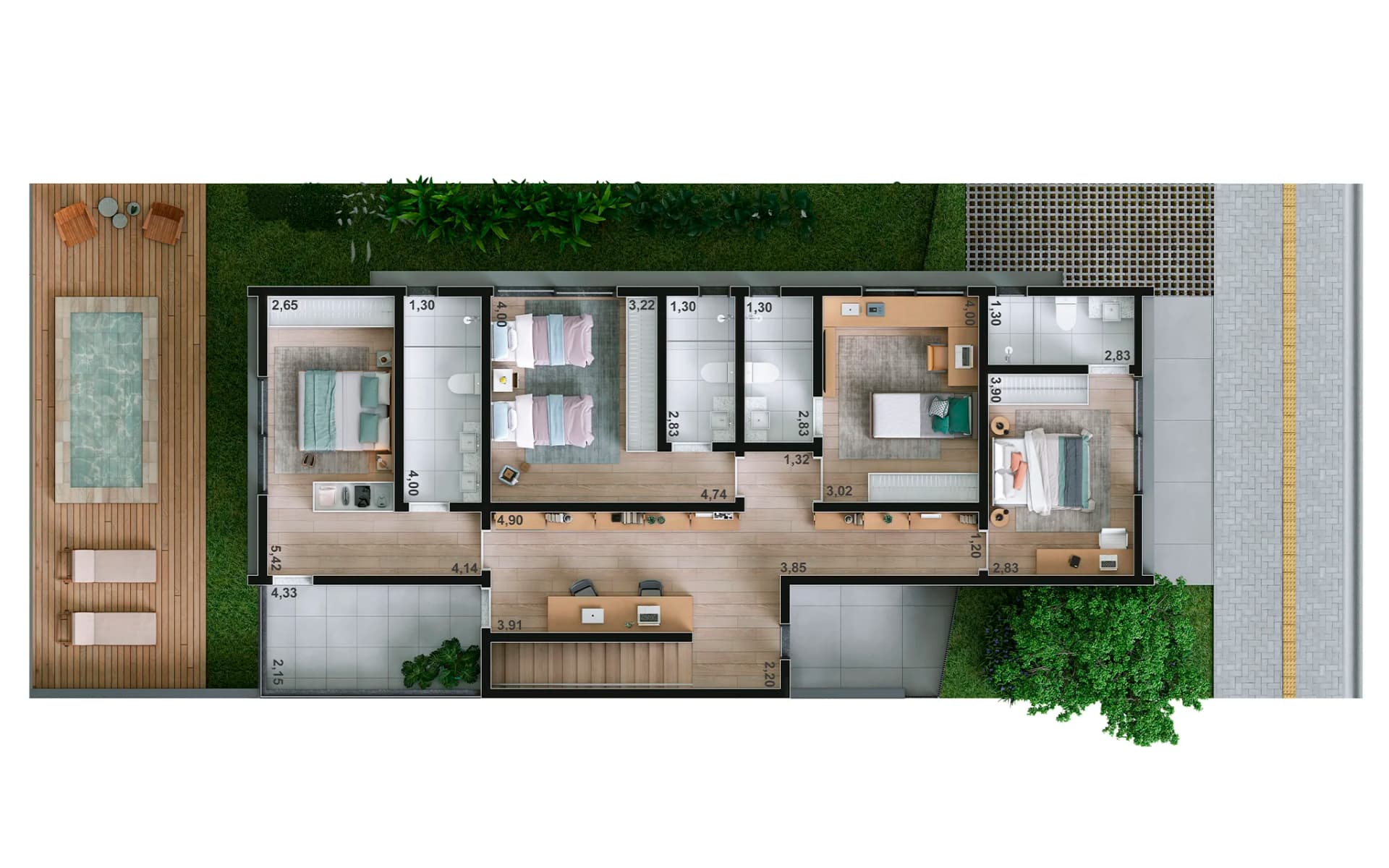 Piso Superior | 230m² | 4 suítes