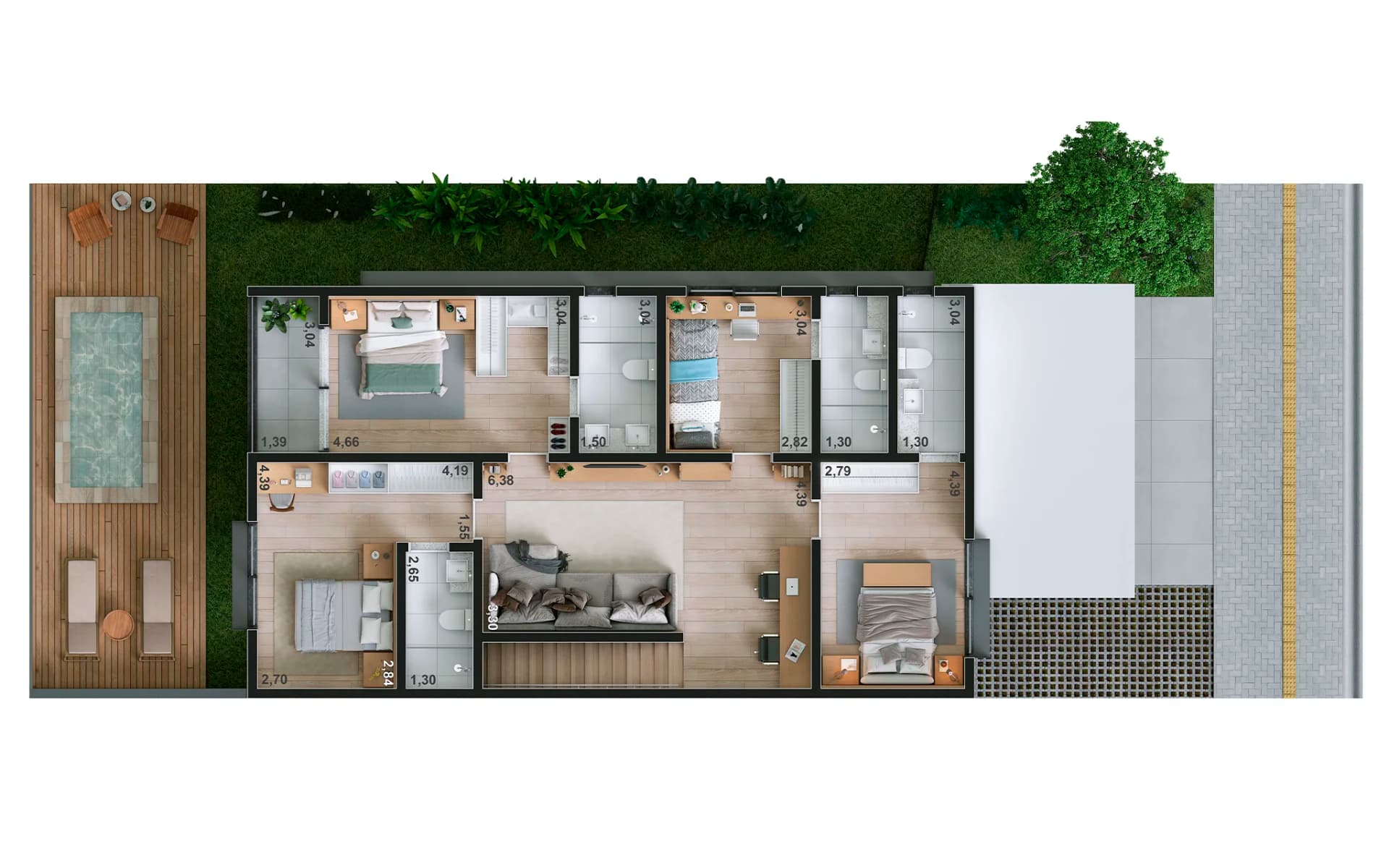 Piso Superior | 238m² | 4 suítes