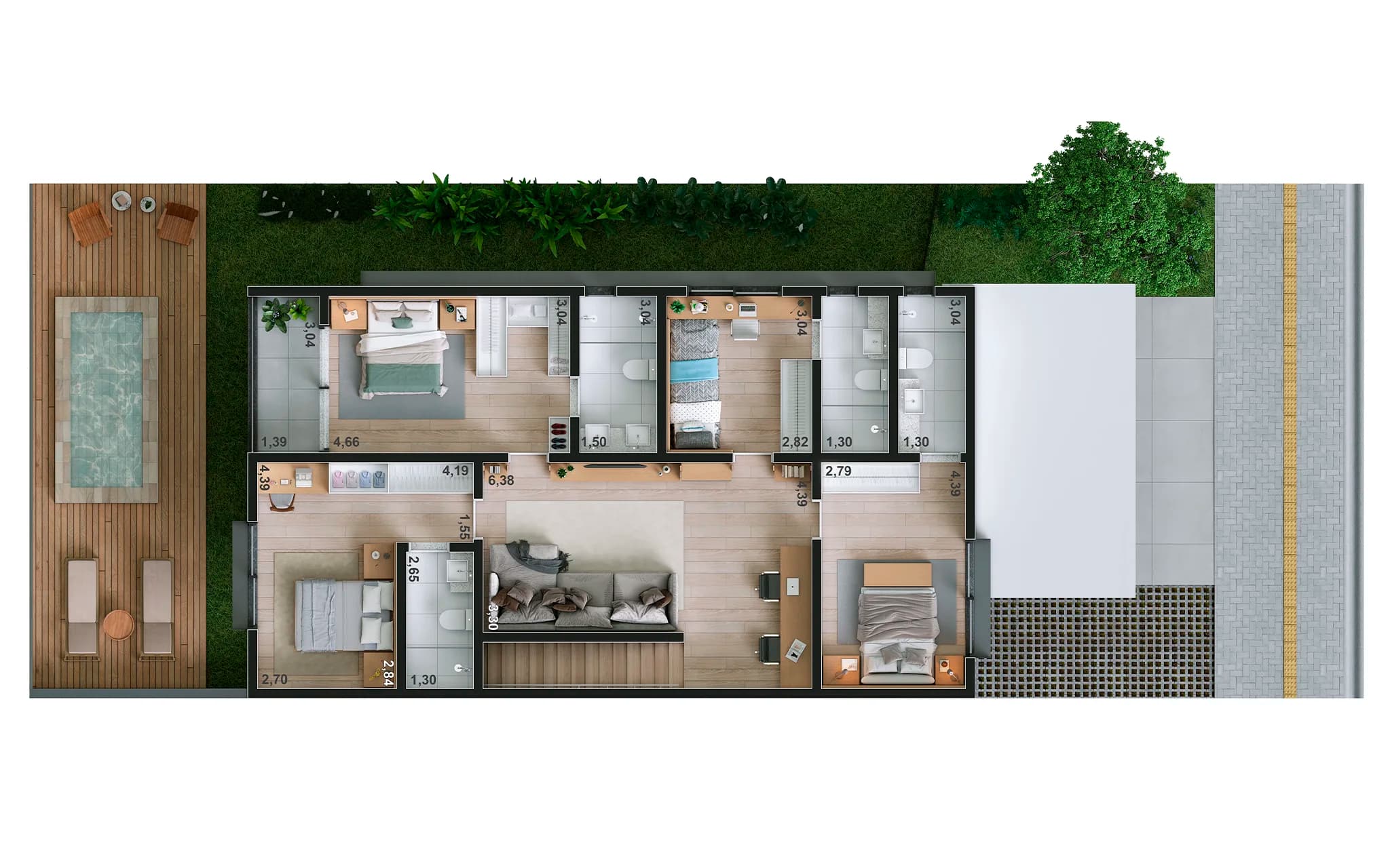 Piso Superior | 238m² | 4 suítes