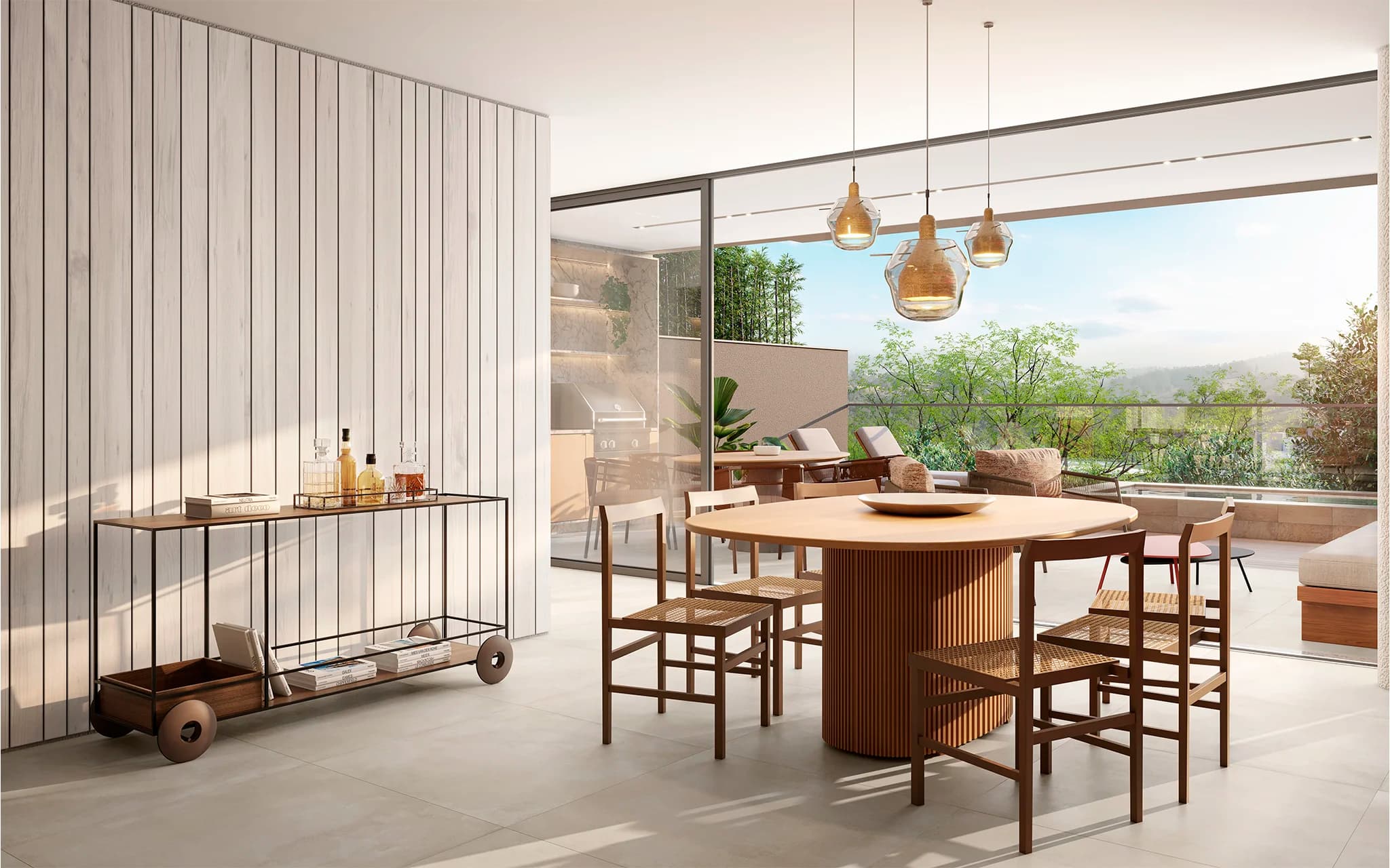 Sala de jantar e varanda | 230m²