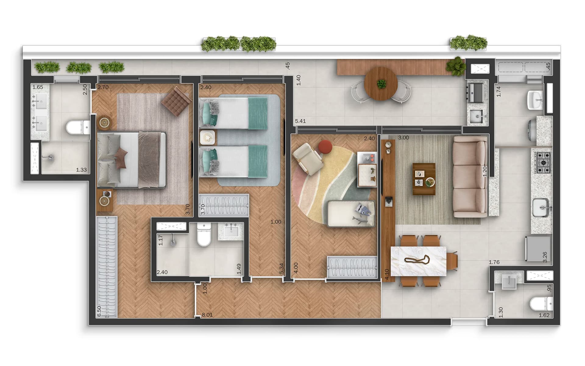 Apartamento | 106m² | 3 suítes