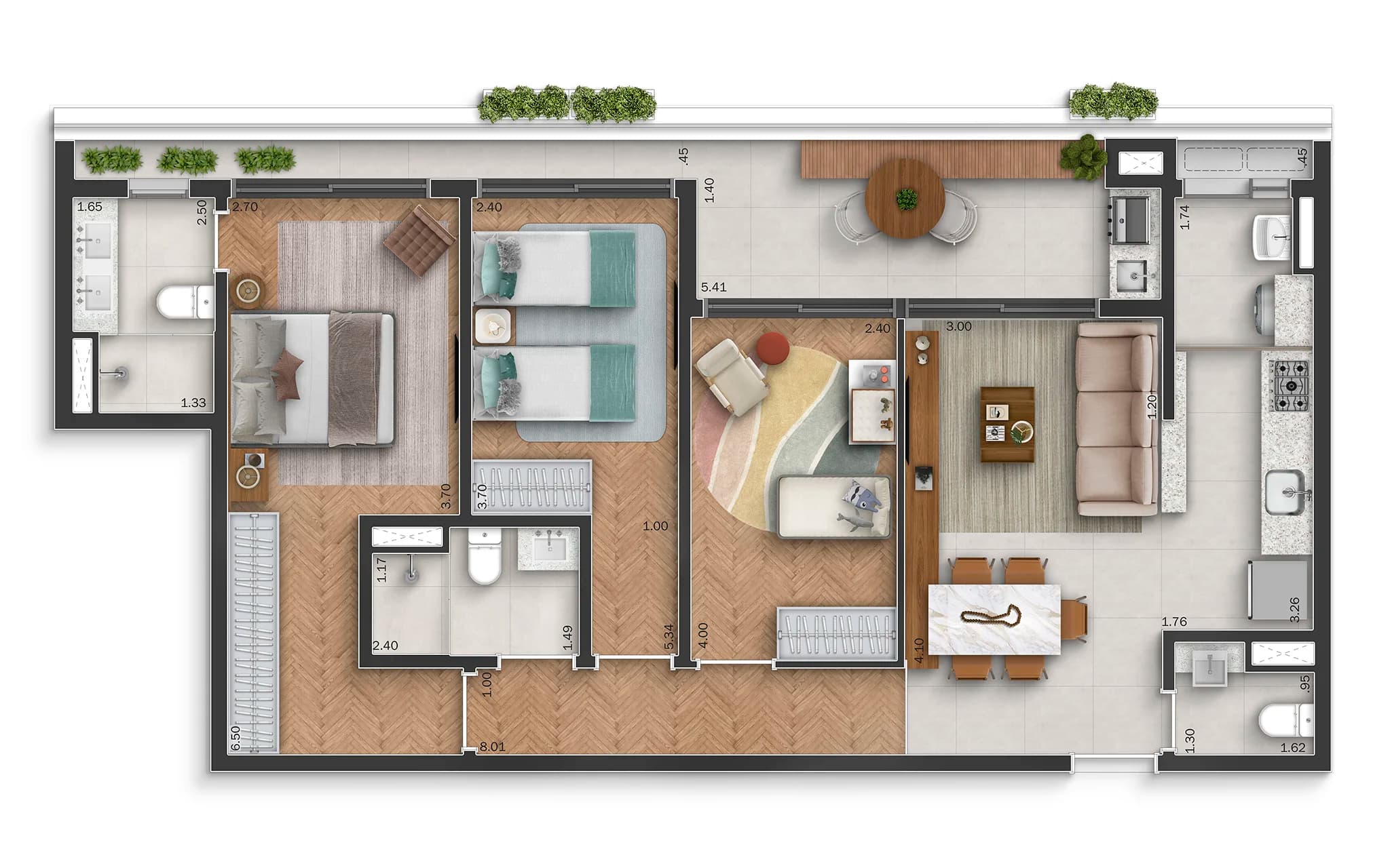 Apartamento | 106m² | 3 suítes